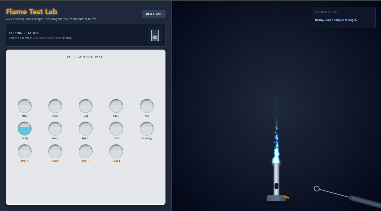Virtual Flame Test Snippet